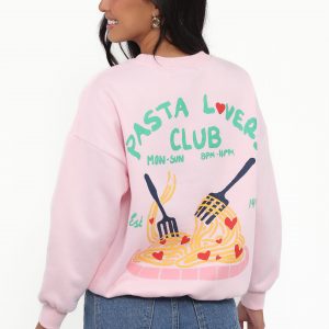 Pasta Lovers Club Graphic Sweater - Pink(XS)
